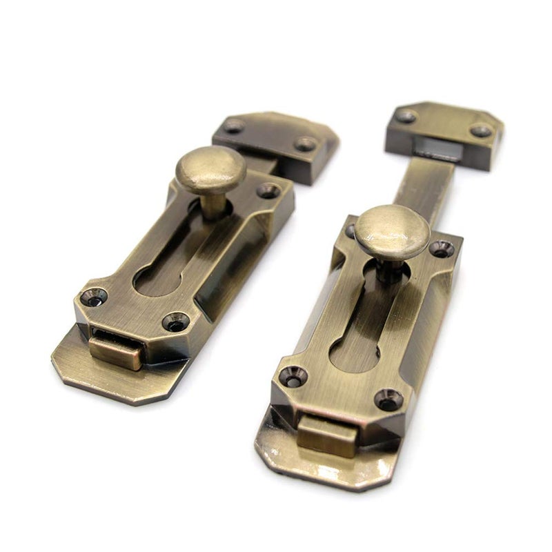 LXZ 2 PCs Barrel Bolt Latch with Brass Finish - Slide Door Lock 4.3" x 1.3" (L x W, 8.2cm x 3.2cm) with Screws - Image 4